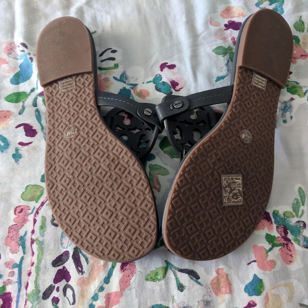 Tory Burch Dark Grey Miller Sandals - Picture 2 of 5